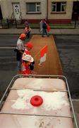 20 May 2001; Armagh fans walk through disinfectant mats on their way to the Bank of Ireland Ulster Senior Football Championship Quarter-Final match between Tyrone and Armagh at St Tiernach's Park in Clones, Monaghan. Photo by Damien Eagers/Sportsfile