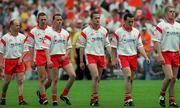 20 May 2001; Stephen O'Neill of Tyrone, fouth from left, with his team-mates in the pre-match parade during the Bank of Ireland Ulster Senior Football Championship Quarter-Final match between Tyrone and Armagh at St Tiernach's Park in Clones, Monaghan. Photo by Damien Eagers/Sportsfile