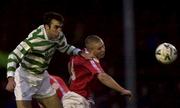 2 May 2001; Terry Palmer of Shamrock Rovers in action against Richie Foran of Shelbourne during the Eircom League Premier Division match between Shelbourne and Shamrock Rovers at Tolka Park in Dublin. Photo by David Maher/Sportsfile