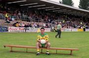 19 May 2001; Donegal Captain Damien Diver sits on the bench prior to the team photo ahead of the Bank of Ireland Ulster Senior Football Championship Preliminary Round Replay match between Fermanagh and Donegal at Brewster Park in Enniskillen, Fermanagh. Photo by David Maher/Sportsfile