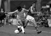 23 May 1987; Kevin Moran of Republic of Ireland in action against Ricardo of Brazil during an international friendly match against Brazil at Lansdowne Road in Dublin. Photo by Ray McManus/Sportsfile