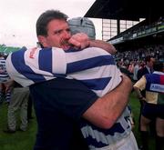 26 May 2001; Dungannon coach Willie Anderson celebrates with captain Paddy Johns after the AIB All-Ireland League Final match between Dungannon and Cork Constitution at Lansdowne Road in Dublin. Photo by Matt Browne/Sportsfile