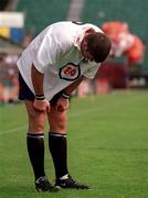 26 May 2001; A dejected Donnacha O'Callaghan of Cork Constitution after the final whistle in the AIB All-Ireland League Final match between Dungannon and Cork Constitution at Lansdowne Road in Dublin. Photo by Brendan Moran/Sportsfile