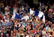 26 May 2001; Dungannon fans cheer on their side during the AIB All-Ireland League Final match between Dungannon and Cork Constitution at Lansdowne Road in Dublin. Photo by Brendan Moran/Sportsfile