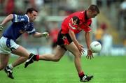 27 May 2001; Aidan O'Prey of Down in action against Peter Reilly of Cavan during the Bank of Ireland Ulster Senior Football Championship Quarter-Final match between Down and Cavan at Casement Park in Belfast. Photo by David Maher/Sportsfile