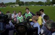 28 May 2001; British and Irish Lions head coach Graham Henry and team manager Donal Lenahan are interviewed following a British and Irish Lions squad training session at the Army Rugby Playing Fields in Aldershot, England. Photo by Matt Browne/Sportsfile