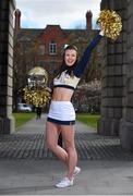 31 March 2016; Georgia Tech cheerleader Sarah Kate Somers at the unveiling of Trinity College Dublin as the Welcome Village for this September’s Aer Lingus College Football Classic in the Aviva Stadium between Boston College and Georgia Tech. Tickets, from €35 go on general sale next Wednesday, April 6th at 9.00am via Ticketmaster. Trinity College, Dublin. Picture credit: Brendan Moran / SPORTSFILE