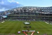 29 March 2016; The teams stand for the national anthems before the game. 3 International Friendly, Republic of Ireland v Slovakia. Aviva Stadium, Lansdowne Road, Dublin. Picture credit: Brendan Moran / SPORTSFILE
