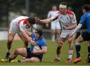 2 April 2016; Ben Howlett, Leinster Development XV, is tackled by Nicholas Frost, Canada U18's. St Mary’s College RFC, Templeville Road.  Picture credit: Cody Glenn / SPORTSFILE