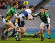 2 April 2016; Jack Doherty, St. Patrick's Maghera, in action against Billy Courtney, left, and Chris O'Donoghue, St. Brendan's Killarney. Masita GAA All Ireland Post Primary Schools Hogan Cup Final, St. Brendan's Killarney  v St. Patrick's Maghera. Croke Park, Dublin.  Picture credit: Ray McManus / SPORTSFILE