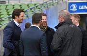 2 April 2016; Leinster's Mike McCarthy, Rob Kearney, Sean O'Brien, centre, and Luke Fitzgerald in conversation with former Munster player Mick Galwey before the game. Guinness PRO12 Round 19, Leinster v Munster. Aviva Stadium, Lansdowne Road, Dublin. Picture credit: Brendan Moran / SPORTSFILE