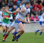 28 March 2010; Darren Hughes, Monaghan, in action against Andy Moran, Mayo. Allianz GAA Football National League, Division 1, Round 6, Mayo v Monaghan, McHale Park, Castlebar, Co. Mayo. Picture credit: Brian Lawless / SPORTSFILE