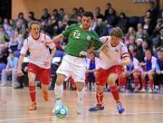 31 March 2010; Alan McCabe, Republic of Ireland, in action against Thomas Saether, right, and Stian Kristofferson, Norway. International Futsal Friendly, Republic of Ireland v Norway, National Basketball Arena, Tallaght, Dublin. Picture credit: Matt Browne / SPORTSFILE