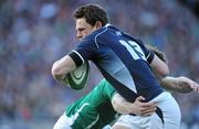 20 March 2010; Nick de Luca, Scotland, is tackled by Tommy Bowe, Ireland. RBS Six Nations Rugby Championship, Ireland v Scotland, Croke Park, Dublin. Picture credit: Brendan Moran / SPORTSFILE