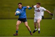 2 April 2016; Michael Deegan, Dublin, in action against Barry Kelly, Kildare. EirGrid Leinster GAA Football U21 Championship Final, Dublin v Kildare. Páirc Táilteann, Navan, Co. Meath.  Photo by Sportsfile