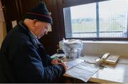 2 April 2016; Eighty year old Paddy Galvin, Event controller, minds the JJ Fahey cup ahead of the game starts. EirGrid Connacht GAA Football U21 Championship Final. Markievicz Park, Sligo.  Picture credit: Oliver McVeigh / SPORTSFILE