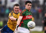 2 April 2016; Brian Reape, Mayo, in action against Jack Connaughton, Roscommon. EirGrid Connacht GAA Football U21 Championship Final. Markievicz Park, Sligo.  Picture credit: Oliver McVeigh / SPORTSFILE
