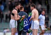 2 April 2016; Shane Nolan, Kerry, and PJ Scully, Laois, exchange jerseys after the game. Allianz Hurling League Division 1B Relegation Play-off, Kerry v Laois. Austin Stack Park, Tralee, Co. Kerry.  Picture credit: Diarmuid Greene / SPORTSFILE