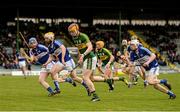 2 April 2016; Michael O'Leary, Kerry, in action against Neil Foyle, Leigh Bergin, and Colm Stapleton, Laois. Allianz Hurling League Division 1B Relegation Play-off, Kerry v Laois. Austin Stack Park, Tralee, Co. Kerry.  Picture credit: Diarmuid Greene / SPORTSFILE