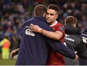 2 April 2016; Jonathan Sexton, Leinster, with Conor Murray, Munster, after the game. Guinness PRO12 Round 19, Leinster v Munster. Aviva Stadium, Dublin. Picture credit: Brendan Moran / SPORTSFILE