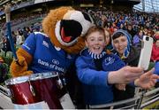 2 April 2016; Leinster supporters with Leo The Lion during the Guinness PRO12 round 19 clash between Leinster and Munster at the Aviva Stadium, Lansdown Road, Dublin Picture credit: Cody Glenn / SPORTSFILE