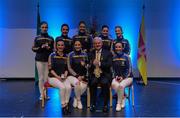 2 April 2016; Uachtarán Chumann Lúthchleas Gael Aogán Ó Fearghail with the Spa team, representing Kerry and Munster that won the Rince Foirne competition. Back row, from left, Fiona Kelly, Katie O'Connor, Claire Moynihan, Trish Murphy and Ciara O'Shea. Front row, Sinead Cronin, Mairead Mannion and Anne-Marie Nelligan. All-Ireland Scór Sinsir Championship Finals. INEC, Gleneagle Hotel, Killarney, Co. Kerry. Picture credit: Piaras Ó Mídheach / SPORTSFILE