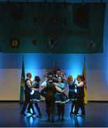 2 April 2016; The Emyvale team of Gerard Mc Gonnell, Donal Kavanagh, Stephen Maguire, Peadar Sherry, Michaela Mc Gee, Cathy Kirke, Mary Kirke and Riona Kavanagh, representing Monaghan and Ulster, competing in the Rince Seit competition. All-Ireland Scór Sinsir Championship Finals. INEC, Gleneagle Hotel, Killarney, Co. Kerry. Picture credit: Piaras Ó Mídheach / SPORTSFILE