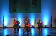2 April 2016; The Abbeyknockmoy team of, Geraldine Flesk, Claire Quinn, Katie Mullins, Michelle Warren, Brian Carthy, Christopher Dunne, Craig Kennedy and Paul Flaherty, representing Galway and Connacht, competing in the Rince Seit competition. All-Ireland Scór Sinsir Championship Finals. INEC, Gleneagle Hotel, Killarney, Co. Kerry. Picture credit: Piaras Ó Mídheach / SPORTSFILE