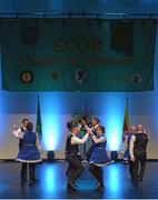 2 April 2016; Eventual winners, the Bunbrosna team of, Kenny Murphy, Christopher McCormack, Seamus Moran and Robbie Wilson, Veronica Moran, Sandra McGurren, Maura Connaughton and Susan Lambden, representing Westmeath and Leinster, competing in the Rince Seit competition. All-Ireland Scór Sinsir Championship Finals. INEC, Gleneagle Hotel, Killarney, Co. Kerry. Picture credit: Piaras Ó Mídheach / SPORTSFILE