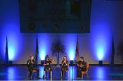 2 April 2016; Eventual winners, the Derrytresk team of, Rachel McGarrity, Michael Coney, Alannah Campbell and Niall Hanna, representing Tyrone and Ulster, competing in the Ceol Uirlise competition. All-Ireland Scór Sinsir Championship Finals. INEC, Gleneagle Hotel, Killarney, Co. Kerry. Picture credit: Piaras Ó Mídheach / SPORTSFILE