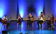 2 April 2016; The Youghal team of, Aoife Butler, Seamus O Connor, Bláithín Ní Theimhnéain, Deirdre Kelly, Donal Ryan, representing Cork and Munster, competing in the Ceol Uirlise competition. All-Ireland Scór Sinsir Championship Finals. INEC, Gleneagle Hotel, Killarney, Co. Kerry. Picture credit: Piaras Ó Mídheach / SPORTSFILE