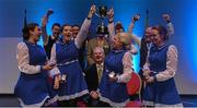 2 April 2016; The Bunbrosna team, representing Westmeath and Leinster that won the Rince Seit competition celebrate after the presentation. All-Ireland Scór Sinsir Championship Finals. INEC, Gleneagle Hotel, Killarney, Co. Kerry. Picture credit: Piaras Ó Mídheach / SPORTSFILE