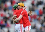 4 April 2010; Cork players Cathal Naughton and Jerry O'Connor, 11, celebrates after the final whistle. Allianz GAA Hurling National League Division 1 Round 6, Cork v Tipperary, Pairc Ui Chaoimh, Cork. Picture credit: Matt Browne / SPORTSFILE