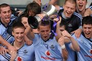 4 April 2010; Dublin captain Jonathan Cooper and team-mates celebrate with the cup. Cadbury Leinster GAA Football Under 21 Championship Final, Dublin v Westmeath, Parnell Park, Dublin. Picture credit: Stephen McCarthy / SPORTSFILE