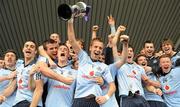 4 April 2010; Dublin captain Jonathan Cooper and team-mates celebrates with the cup. Cadbury Leinster GAA Football Under 21 Championship Final, Dublin v Westmeath, Parnell Park, Dublin. Picture credit: Daire Brennan / SPORTSFILE