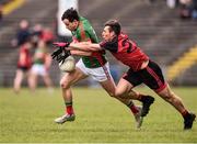 3 April 2016; Jason Doherty, Mayo, in action against David McKibbin, Down. Allianz Football League Division 1 Round 7, Mayo v Down. Elverys MacHale Park, Castlebar, Co. Mayo. Picture credit: David Maher / SPORTSFILE