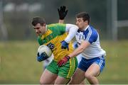 3 April 2016; Patrick McBrearty, Donegal, in action against Drew Wylie, Monaghan. Allianz Football League Division 1, Round 7, Monaghan v Donegal. St Mary's Park, Castleblayney, Co. Monaghan. Picture credit: Dáire Brennan / SPORTSFILE
