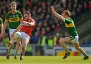 3 April 2016; Paul Kerrigan, Cork, in action against Fionn Fitzgerald, Kerry. Allianz Football League, Division 1,  Round 7, Kerry v Cork. Austin Stack Park, Tralee. Picture credit: Piaras Ó Mídheach / SPORTSFILE