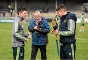 3 April 2016; Clare's Donal Tuohy, left, and John Conlon in conversation before the game. Allianz Hurling League Division 1 Quarter-Final, Clare v Tipperary. Cusack Park, Ennis, Co. Clare. Picture credit: Diarmuid Greene / SPORTSFILE