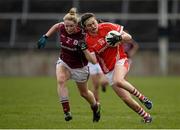 3 April 2016; Hannah Looney, Cork, in action against Sarah Gormally, Galway. Lidl Ladies Football National League Division 1, Galway v Cork. St Jarlath's Stadium, Tuam, Co. Galway. Picture credit: Sam Barnes / SPORTSFILE