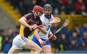 3 April 2016; Paudie Foley, Wexford, in action against Maurice Shanahan, Waterford. Allianz Hurling League Division 1 Quarter-Final, Wexford v Waterford.Innovate Wexford Park, Wexford. Picture credit: Ramsey Cardy / SPORTSFILE