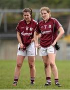 3 April 2016; Roisin Leonard and Noelle Connolly, Galway, dejected after the game. Lidl Ladies Football National League Division 1, Galway v Cork. St Jarlath's Stadium, Tuam, Co. Galway. Picture credit: Sam Barnes / SPORTSFILE
