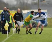3 April 2016; Dermot Malone, Monaghan, in action against Hugh McFadden, Donegal. Allianz Football League Division 1, Round 7, Monaghan v Donegal. St Mary's Park, Castleblayney, Co. Monaghan. Picture credit: Philip Fitzpatrick / SPORTSFILE