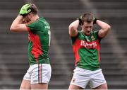 3 April 2016; Aidan O'Shea, left,  Mayo, reacts after his shot goes narrowly wide with his team-mate Cillian O'Connor. Allianz Football League Division 1 Round 7, Mayo v Down. Elverys MacHale Park, Castlebar, Co. Mayo. Picture credit: David Maher / SPORTSFILE