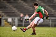 3 April 2016; Cillian O'Connor, Mayo, scores his side's goal from a penalty. Allianz Football League Division 1 Round 7, Mayo v Down. Elverys MacHale Park, Castlebar, Co. Mayo. Picture credit: David Maher / SPORTSFILE