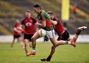 3 April 2016; Evan Regan, Mayo, in action against Darren O'Hagan, Down. Allianz Football League Division 1 Round 7, Mayo v Down. Elverys MacHale Park, Castlebar, Co. Mayo. Picture credit: David Maher / SPORTSFILE