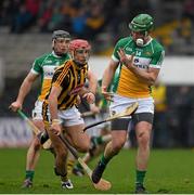 3 April 2016; Joe Bergin, Offaly, has his hurl knocked from his hand by Kilkenny's Cillian Buckley. Allianz Hurling League Division 1, Quarter-Final, Kilkenny v Offaly. Nowlan Park, Kilkenny. Picture credit: Ray McManus / SPORTSFILE