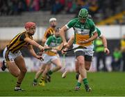 3 April 2016; Joe Bergin, Offaly, has his hurl knocked from his hand by Kilkenny's Cillian Buckley. Allianz Hurling League Division 1, Quarter-Final, Kilkenny v Offaly. Nowlan Park, Kilkenny. Picture credit: Ray McManus / SPORTSFILE