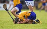 3 April 2016; David Reidy, Clare, reacts after being tackled by Seamus Callanan, Tipperary. Allianz Hurling League Division 1 Quarter-Final, Clare v Tipperary. Cusack Park, Ennis, Co. Clare. Picture credit: Diarmuid Greene / SPORTSFILE