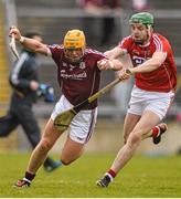 3 April 2016; Davy Glennon, Galway, in action against Cormac Murphy, Cork.  Allianz Hurling League, Division 1, Relegation Play-off, Galway v Cork. Pearse Stadium, Galway. Picture credit: Ray Ryan / SPORTSFILE